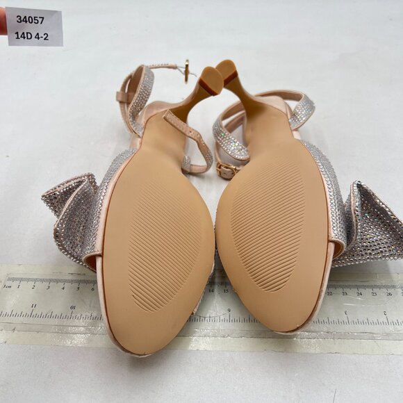 Milooey Shoe Rhinestone Bow Sandal Crystal Ankle Strap Kitten Heel Party Shoe - Picture 7 of 8